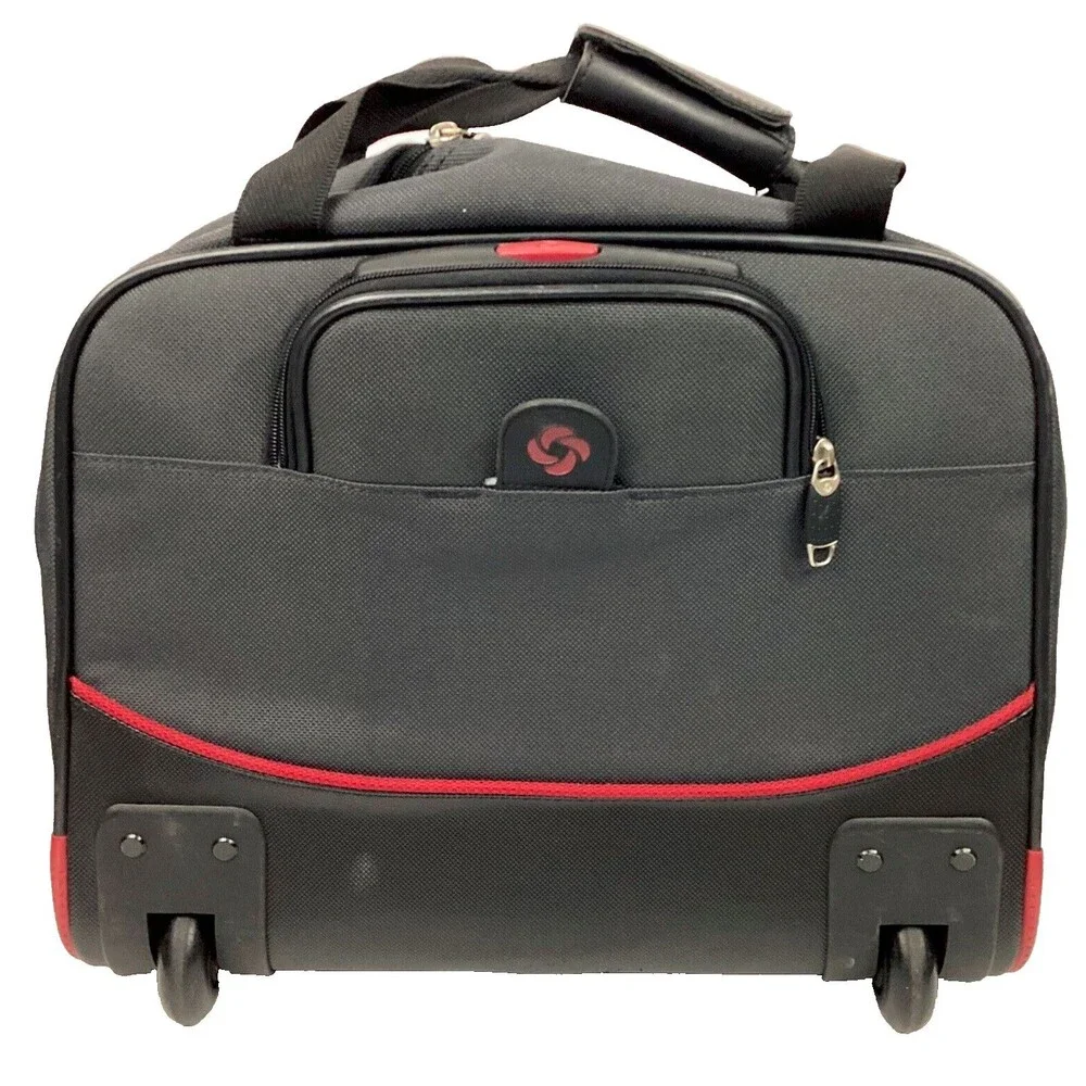 Samsonite Rolling Laptop Bag - Black/Red - Carry Handle + Pull-Along - EUC!